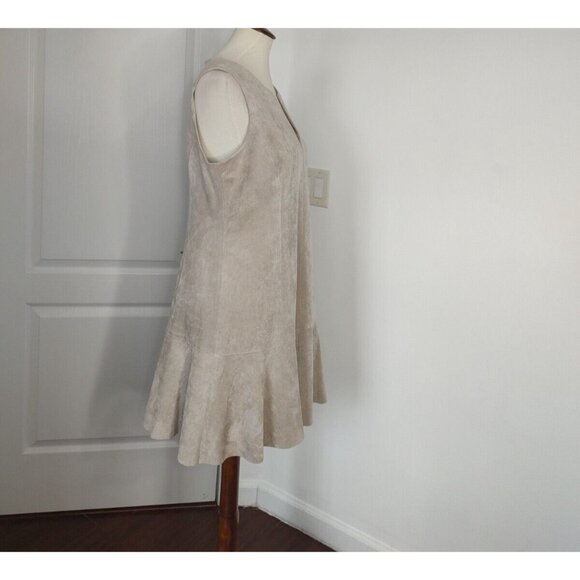 BCBGMAXAZRIA Dress Faux Suede  M Tan Adelene Sheath Sleeveless - Picture 8 of 12